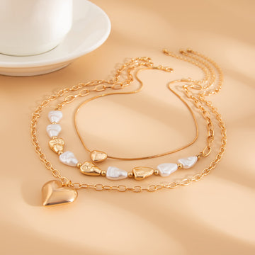 N2605 - Peach Geart Layered Necklace